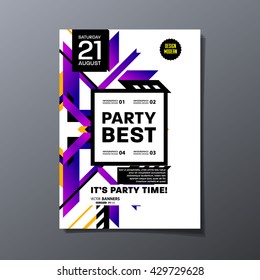 Party Flyer Template. Vector Design. Abstract Geometric Background.