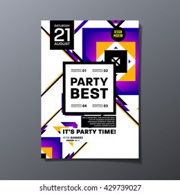 Party Flyer Template. Vector Design. Abstract Geometric Background.