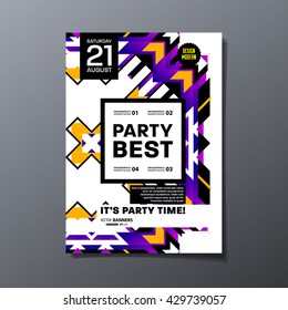 Party Flyer Template. Vector Design. Abstract Geometric Background.