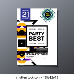 Party Flyer Template. Vector Design. Abstract Geometric Background.
