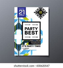 Party Flyer Template. Vector Design. Abstract Geometric Background.