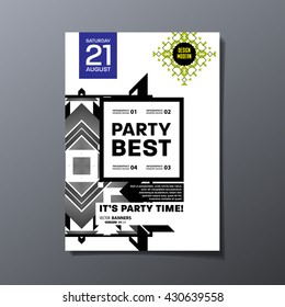 Party Flyer Template. Vector Design. Abstract Geometric Background.