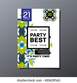 Party Flyer Template. Vector Design. Abstract Geometric Background.