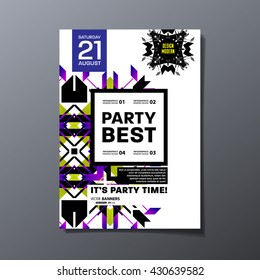 Party Flyer Template. Vector Design. Abstract Geometric Background.