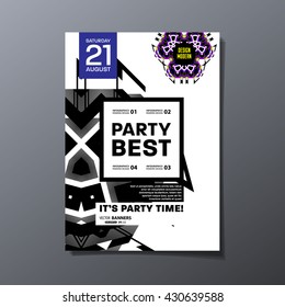 Party Flyer Template. Vector Design. Abstract Geometric Background.