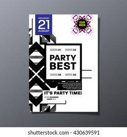 Party Flyer Template. Vector Design. Abstract Geometric Background.