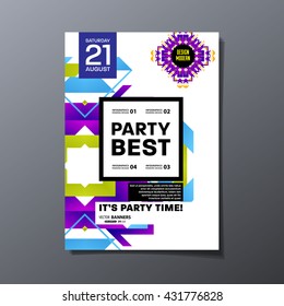 Party Flyer Template. Vector Design. Abstract Geometric Background.