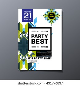 Parteifliegervorlage. Vektordesign. Abstrakter geometrischer Hintergrund.