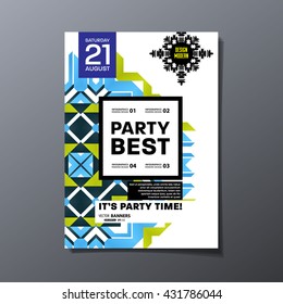 Party Flyer Template. Vector Design. Abstract Geometric Background.
