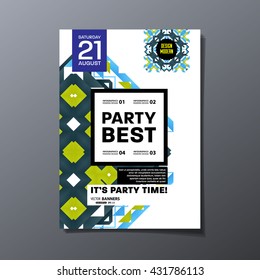 Party Flyer Template. Vector Design. Abstract Geometric Background.