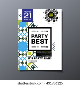 Party Flyer Template. Vector Design. Abstract Geometric Background.