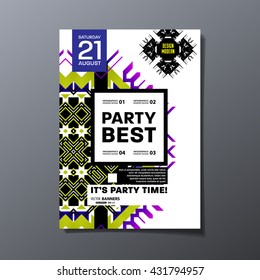 Party Flyer Template. Vector Design. Abstract Geometric Background.