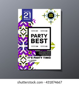 Party Flyer Template. Vector Design. Abstract Geometric Background.