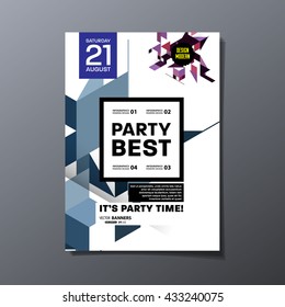 Party Flyer Template. Vector Design. Abstract Geometric Background.