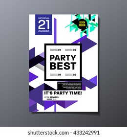 Party Flyer Template. Vector Design. Abstract Geometric Background.