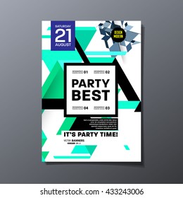 Plantilla de viajero de fiesta. Diseño de vectores. Fondo Geométrico Resumen.