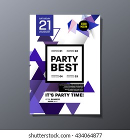 Party Flyer Template. Vector Design. Abstract Geometric Background.