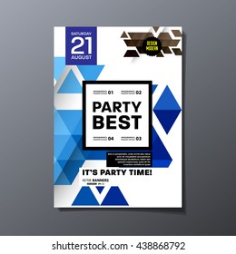 Party Flyer Template. Vector Design. Abstract Geometric Background.