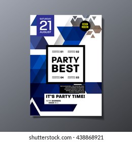 Party Flyer Template. Vector Design. Abstract Geometric Background.