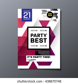 Party Flyer Template. Vector Design. Abstract Geometric Background.
