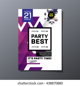 Party Flyer Template. Vector Design. Abstract Geometric Background.