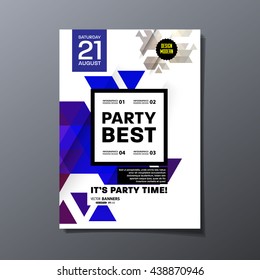 Party Flyer Template. Vector Design. Abstract Geometric Background.