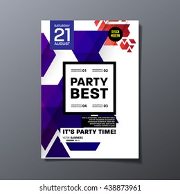 Party Flyer Template. Vector Design. Abstract Geometric Background.