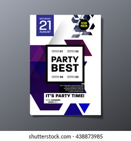 Party Flyer Template. Vector Design. Abstract Geometric Background.