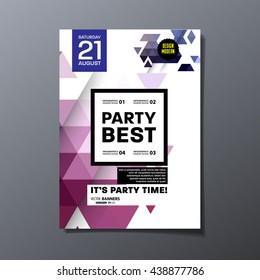 Party Flyer Template. Vector Design. Abstract Geometric Background.