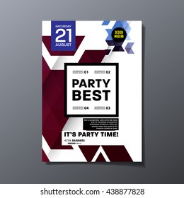 Party Flyer Template. Vector Design. Abstract Geometric Background.