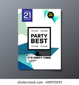 Party Flyer Template. Vector Design. Abstract Geometric Background.