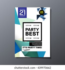 Party Flyer Template. Vector Design. Abstract Geometric Background.