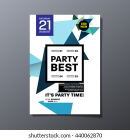 Party Flyer Template. Vector Design. Abstract Geometric Background.