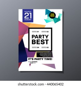 Party Flyer Template. Vector Design. Abstract Geometric Background.