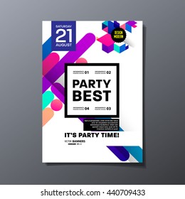 Party Flyer Template. Vector Design. Abstract Geometric Background