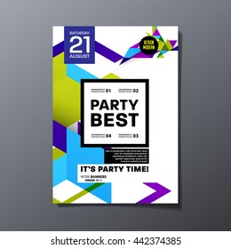 Party Flyer Template. Vector Design. Abstract Geometric Background