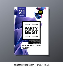 Party Flyer Template. Vector Design. Abstract Geometric Background