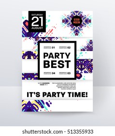Party Flyer Template. Vector Design. Abstract Paint Background.