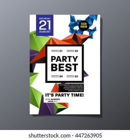 Party Flyer Template. Vector Illustration. Abstract Geometric Background Design.