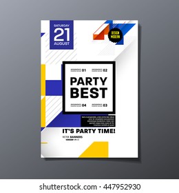 Party Flyer Template. Vector Illustration. Abstract Geometric Background Design.