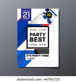 Party Flyer Template. Vector Illustration. Abstract Geometric Background Design.