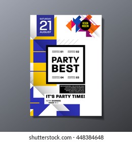 Party Flyer Template. Vector Illustration. Abstract Geometric Background Design.