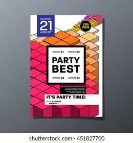 Party Flyer Template. Vector Illustration. Abstract Geometric Background Design.