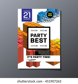 Party Flyer Template. Vector Illustration. Abstract Geometric Background Design.