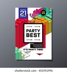 Party Flyer Template. Vector Illustration. Abstract Geometric Background Design.