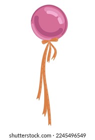 Party flying balloon with streamer isolated on white background. Vector.