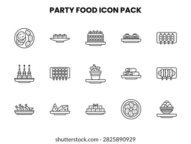 Party Food collection featuring Line icons for web and mobile.