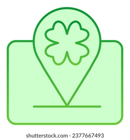 Party four leaf location gradient line icon. Map pin with clover of the holiday outline style on white background. Saint Patrick day signs for mobile concept and web design. Vector graphics