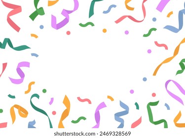 Party frame. Colorful ribbons. Decoration for carnival party, holiday event, Christmas, Wedding ceremony, Birthday.  Vector illustration isolated on white background