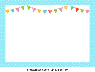 Party Girlande blau Polka Dots Muster Rahmen Vorlage Hintergrund.